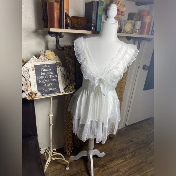 Absolutely adorable, vintage inspired, sheer nightgown, size medium NWOT - Picture 2 of 4